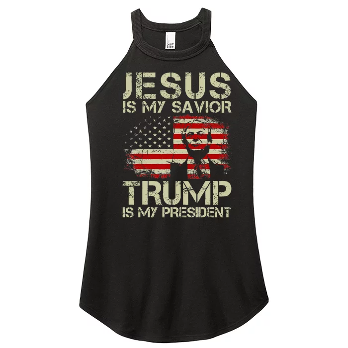 Jesus Is My Savior Trump Is My President Trump 2024 USA Flag Women’s Perfect Tri Rocker Tank