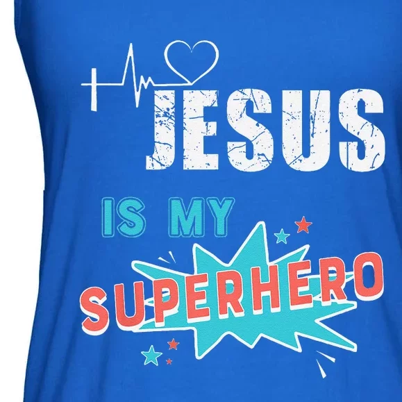 Jesus Is My Superhero Sweet Powerful Christian Ladies Essential Flowy Tank