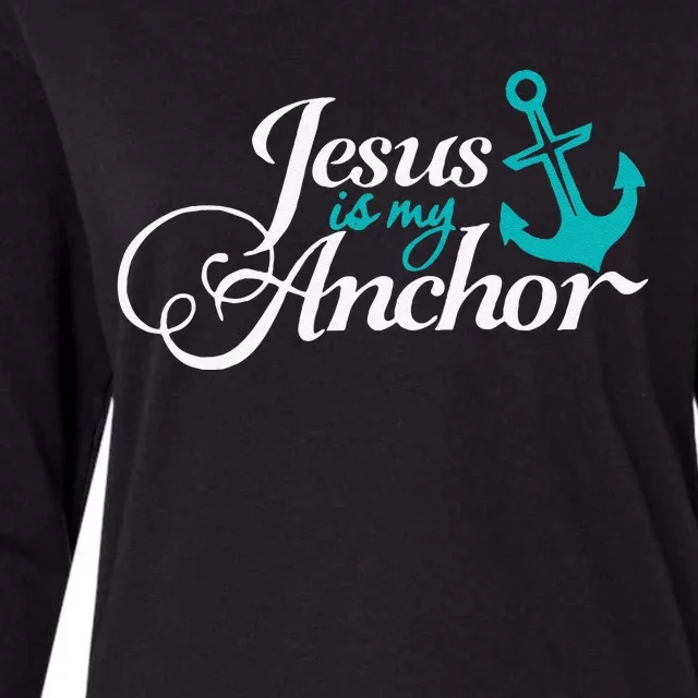 Jesus Is My Anchor Nautical Christian Themed Womens Cotton Relaxed Long Sleeve T-Shirt