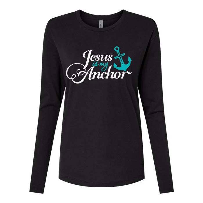 Jesus Is My Anchor Nautical Christian Themed Womens Cotton Relaxed Long Sleeve T-Shirt