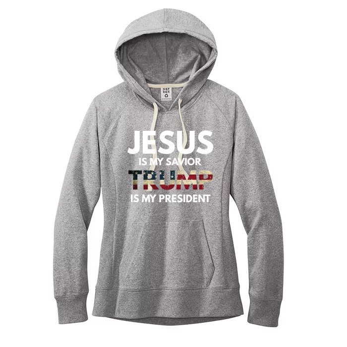 Jesus Is My Savior Trump Is My President Cool Gift Women's Fleece Hoodie