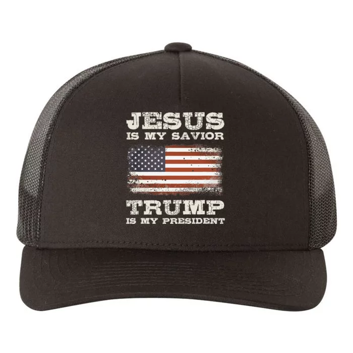 Jesus Is My Savior Trump Is My President Yupoong Adult 5-Panel Trucker Hat