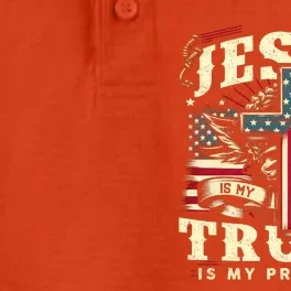 Jesus Is My Savior Donald Trump Is My President Usa Christian Flag Dry Zone Grid Performance Polo