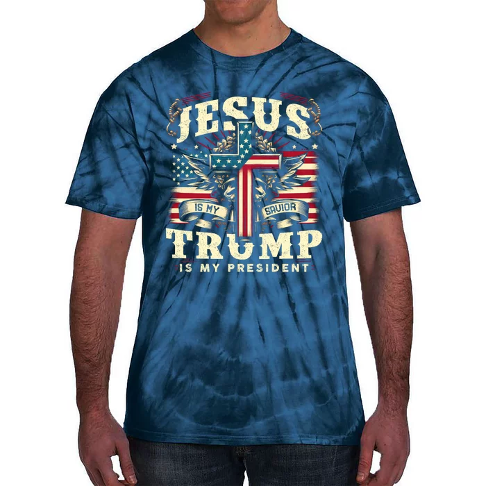 Jesus Is My Savior Donald Trump Is My President Usa Christian Flag Tie-Dye T-Shirt