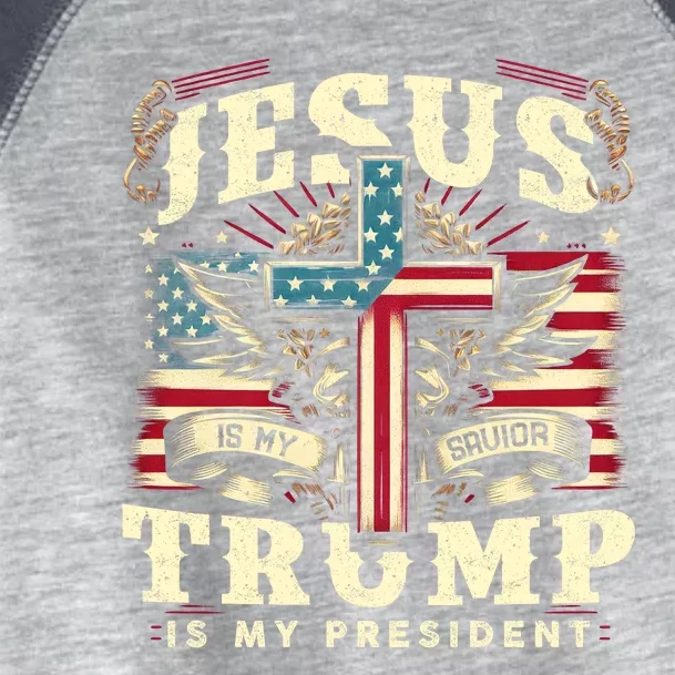 Jesus Is My Savior Donald Trump Is My President Usa Christian Flag Toddler Fine Jersey T-Shirt