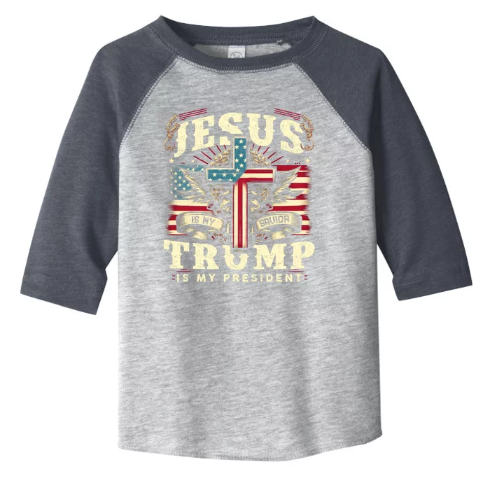 Jesus Is My Savior Donald Trump Is My President Usa Christian Flag Toddler Fine Jersey T-Shirt