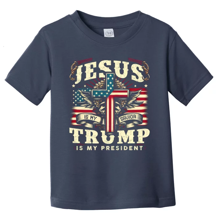 Jesus Is My Savior Donald Trump Is My President Usa Christian Flag Toddler T-Shirt