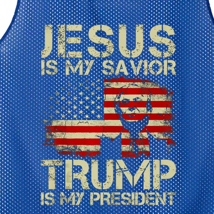 Jesus Is My Savior Trump Is My President Trump 2024 Usa Flag Gift Mesh Reversible Basketball Jersey Tank