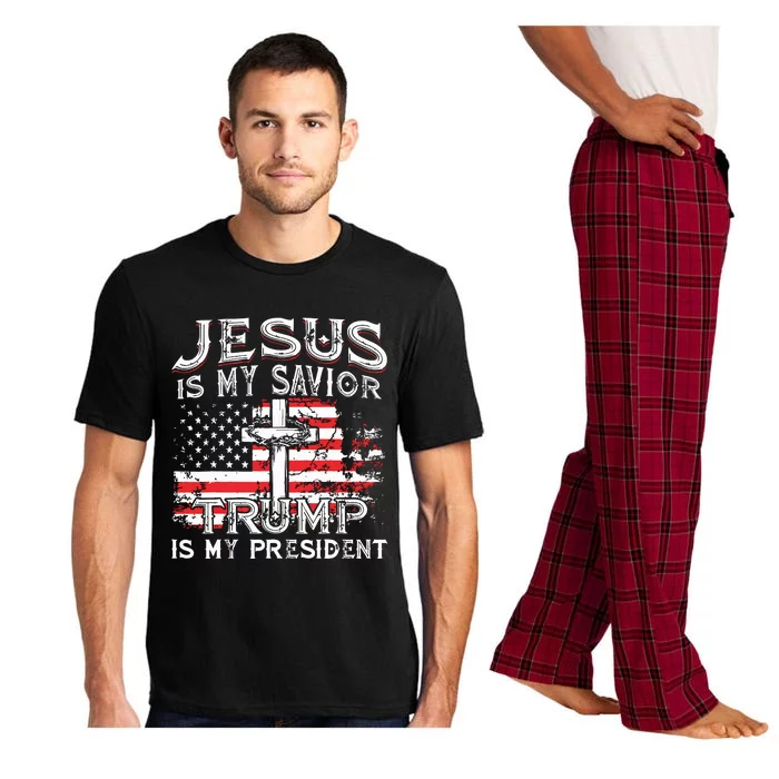 Jesus Is My Savior Trump Is My President American Flag Pajama Set