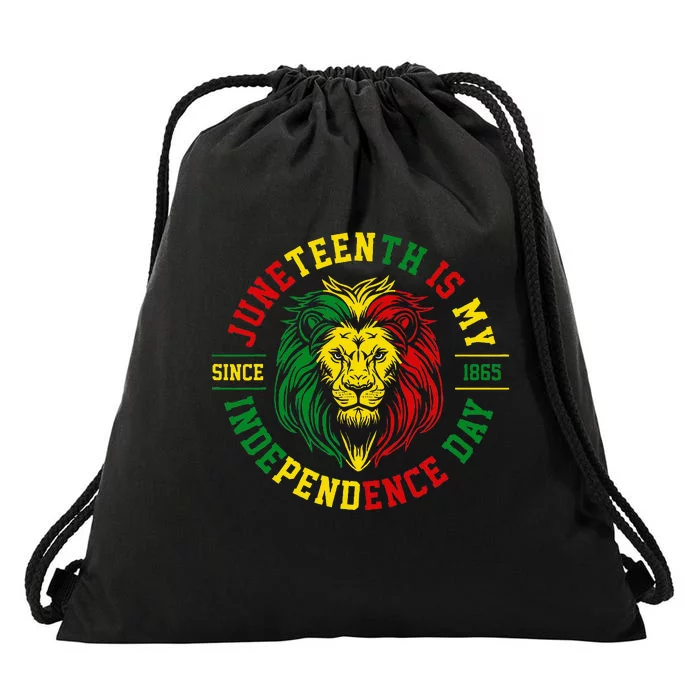 Juneteenth Is My Independence Day Lion Free Ish Drawstring Bag