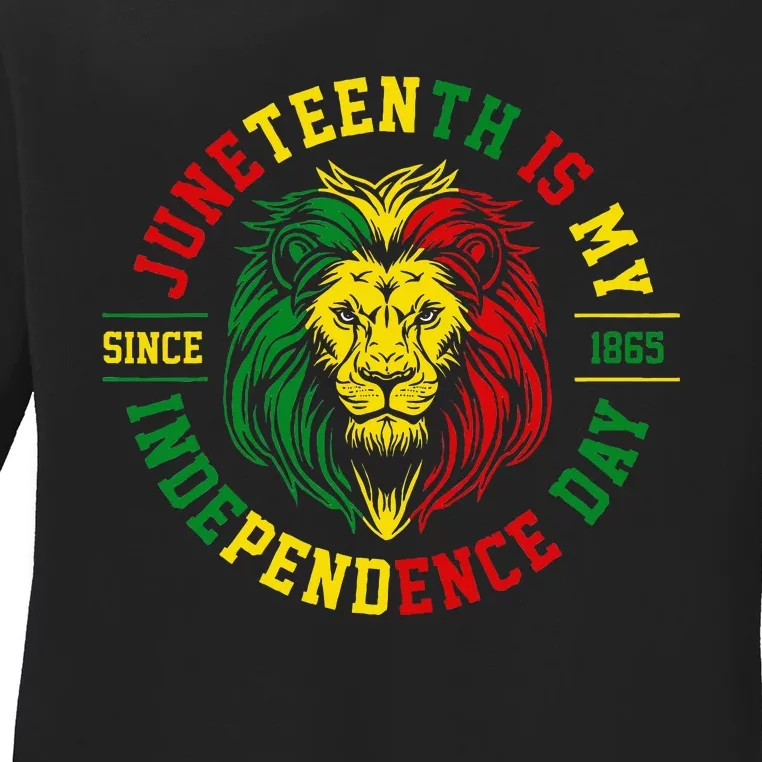 Juneteenth Is My Independence Day Lion Free Ish Ladies Long Sleeve Shirt