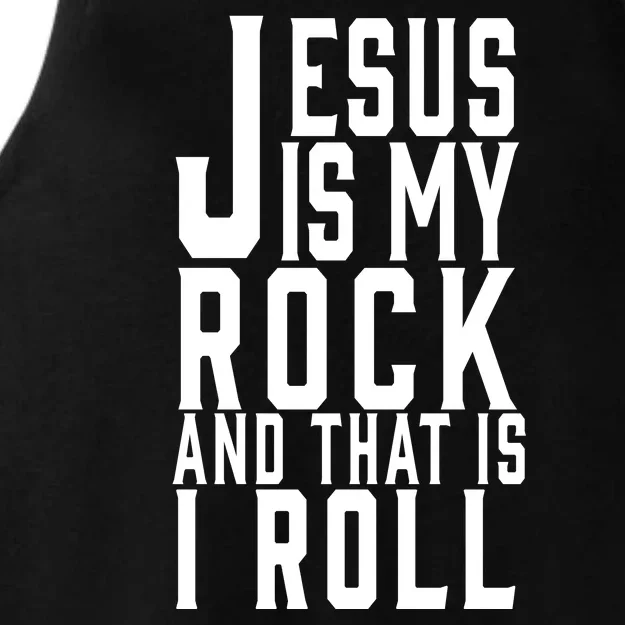 Jesus Is My Rock And Thats How I Roll Ladies Tri-Blend Wicking Tank