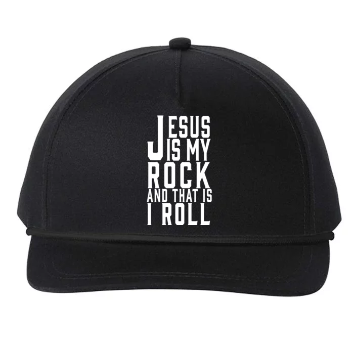 Jesus Is My Rock And Thats How I Roll Snapback Five-Panel Rope Hat