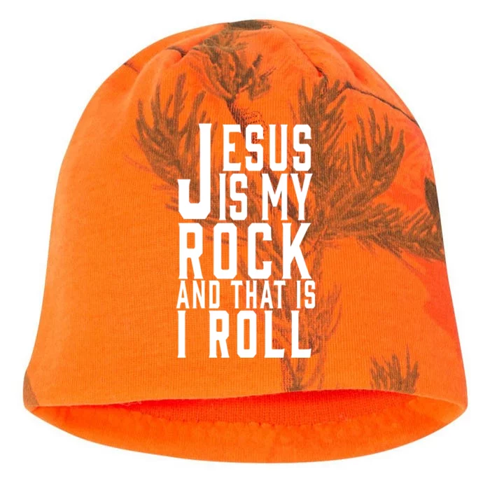 Jesus Is My Rock And Thats How I Roll Kati - Camo Knit Beanie