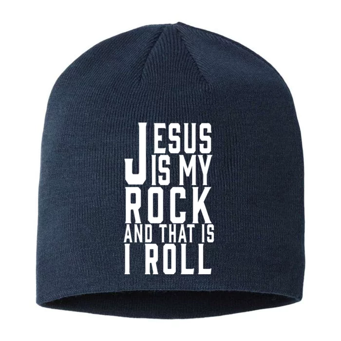 Jesus Is My Rock And Thats How I Roll 8 1/2in Sustainable Knit Beanie