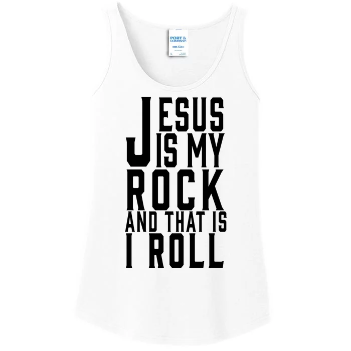 Jesus Is My Rock And Thats How I Roll Ladies Essential Tank