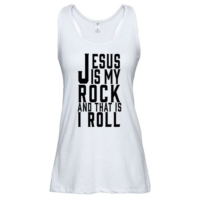 Jesus Is My Rock And Thats How I Roll Ladies Essential Flowy Tank