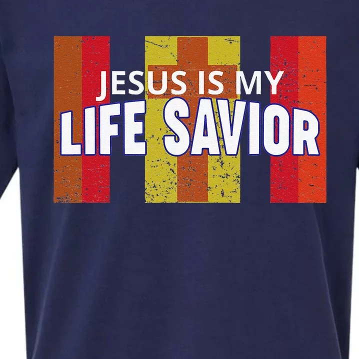 Jesus Is My Life Savior Green Sueded Cloud Jersey T-Shirt