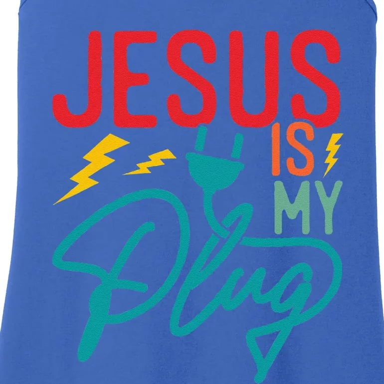 Jesus Is My Plug Funny Christian Faith Religious Ladies Essential Tank