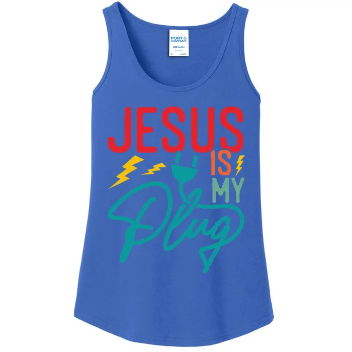 Jesus Is My Plug Funny Christian Faith Religious Ladies Essential Tank