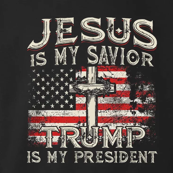 Jesus Is My Savior Trump Is My President Trump 2024 USA Flag Toddler Hoodie