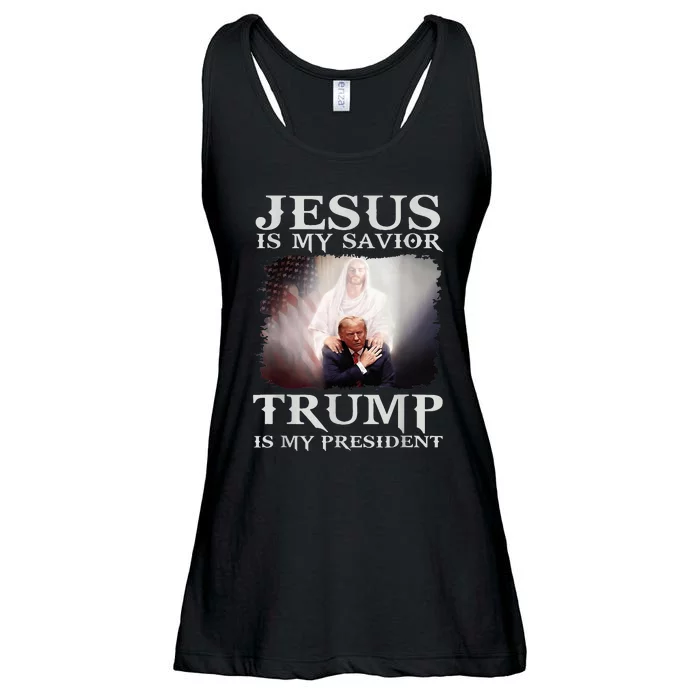 Jesus Is My Savior Trump Is My President Ladies Essential Flowy Tank