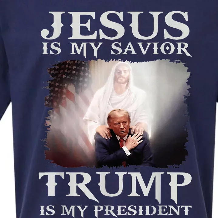 Jesus Is My Savior Trump Is My President Sueded Cloud Jersey T-Shirt