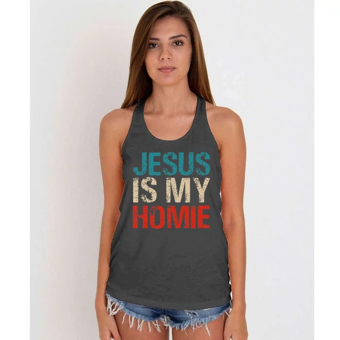 Jesus Is My Homie Women's Knotted Racerback Tank