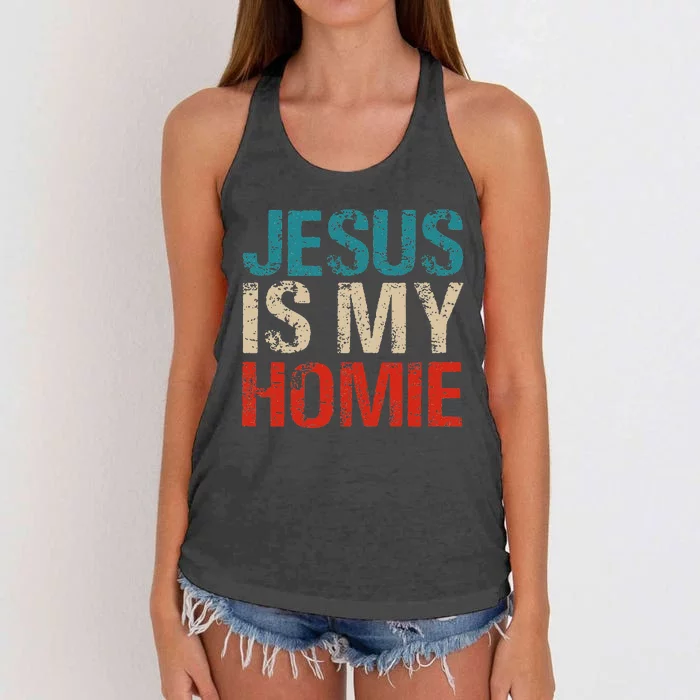 Jesus Is My Homie Women's Knotted Racerback Tank