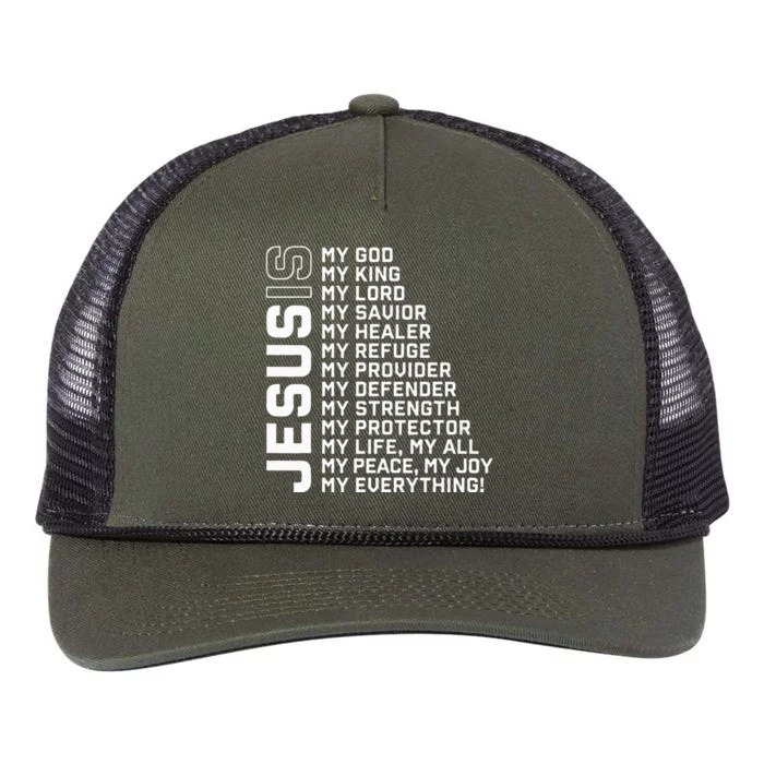 Jesus Is My God My King My Lord My Savior Christian Retro Rope Trucker Hat Cap