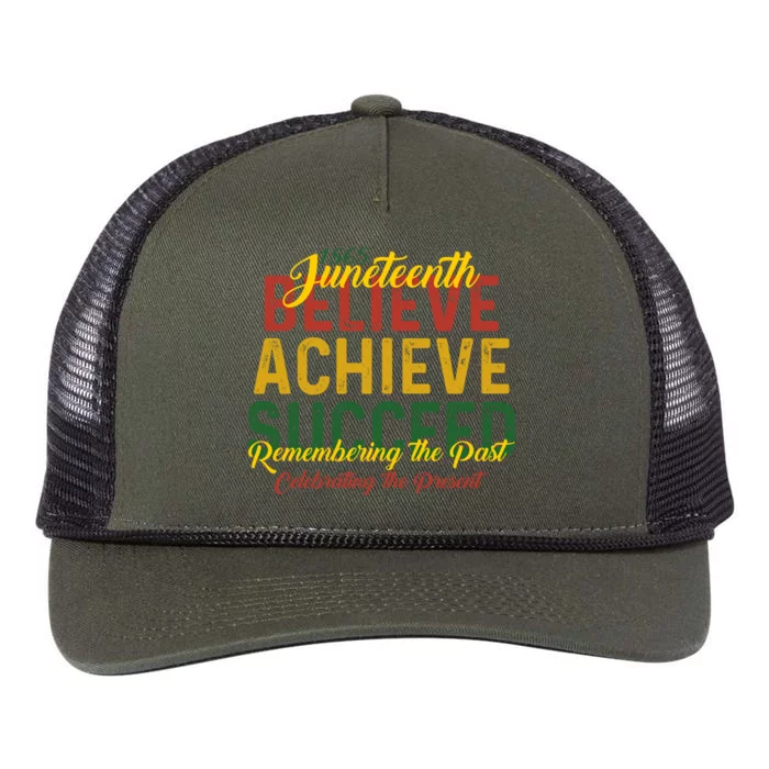 Junenth Is My Independence Day Believe Achieve Succeed Gift Retro Rope Trucker Hat Cap