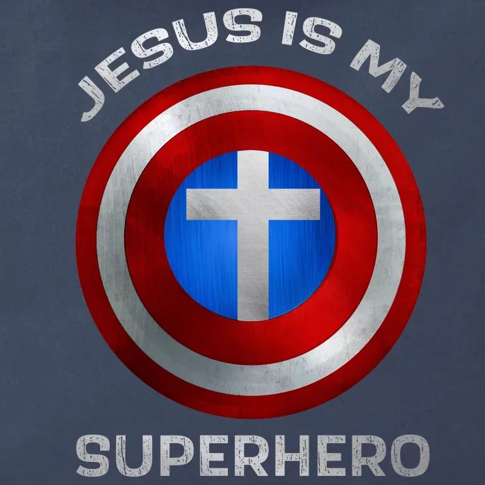 Jesus Is My Superhero Faith Shield Zip Tote Bag