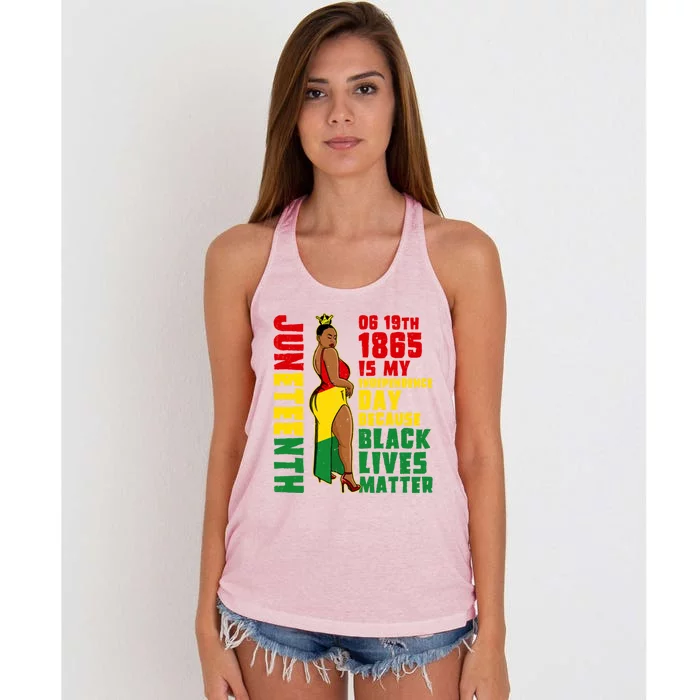 Juneteenth Is My Independence Day Freedom Mom Mama Funny Gift Women's Knotted Racerback Tank