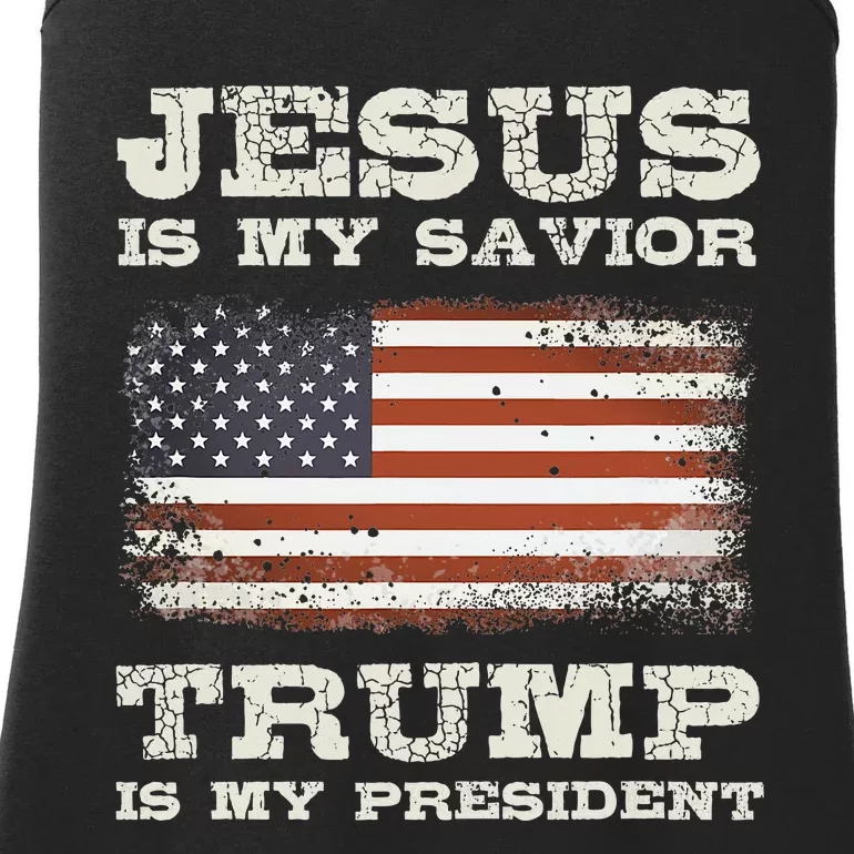 Jesus Is My Savior Trump Is My President Ladies Essential Tank