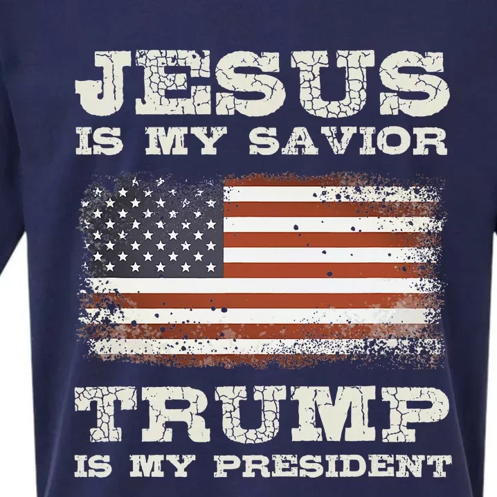 Jesus Is My Savior Trump Is My President Sueded Cloud Jersey T-Shirt