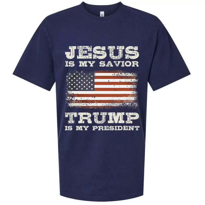 Jesus Is My Savior Trump Is My President Sueded Cloud Jersey T-Shirt