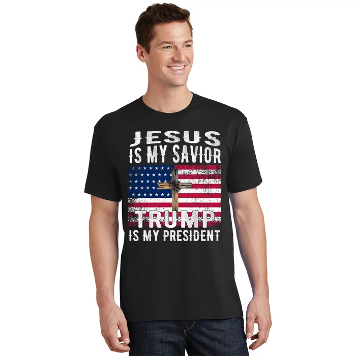 Jesus Is My Savior Trump Is My President American Flag T-Shirt