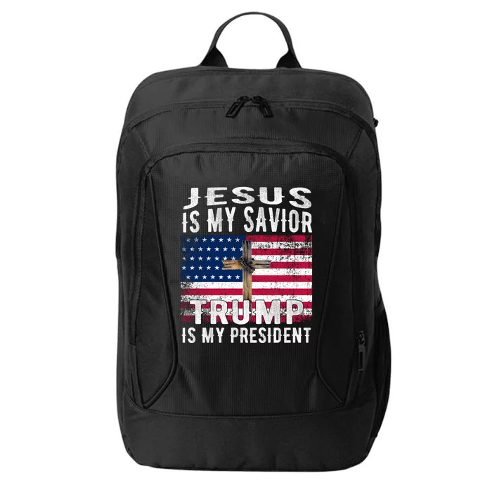 Jesus Is My Savior Trump Is My President American Flag City Backpack