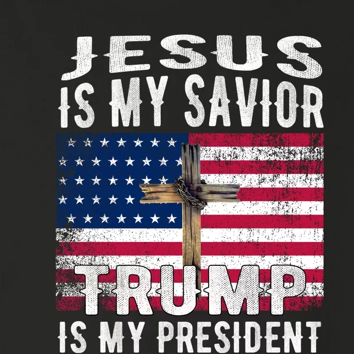 Jesus Is My Savior Trump Is My President American Flag Toddler Long Sleeve Shirt