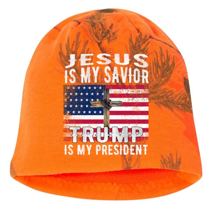 Jesus Is My Savior Trump Is My President American Flag Kati - Camo Knit Beanie