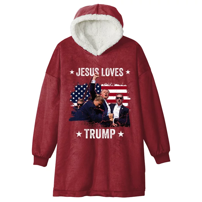 Jesus Is My Savior Trump Is My President Hooded Wearable Blanket