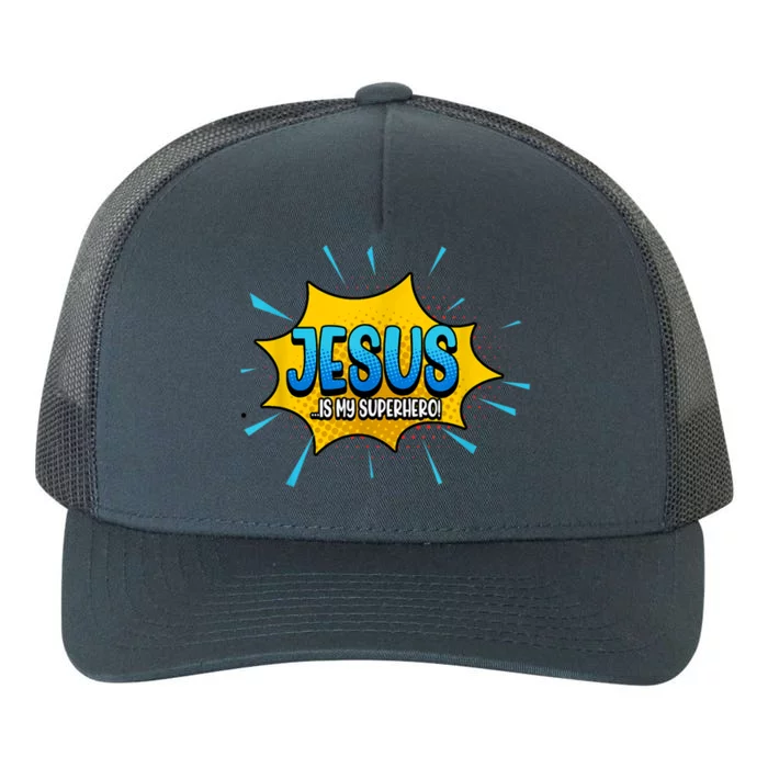 Jesus Is My Superhero God Christian Church Yupoong Adult 5-Panel Trucker Hat