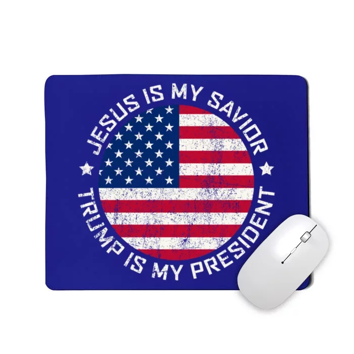 Jesus Is My Savior Trump Is My President Vintage White Gift Mousepad