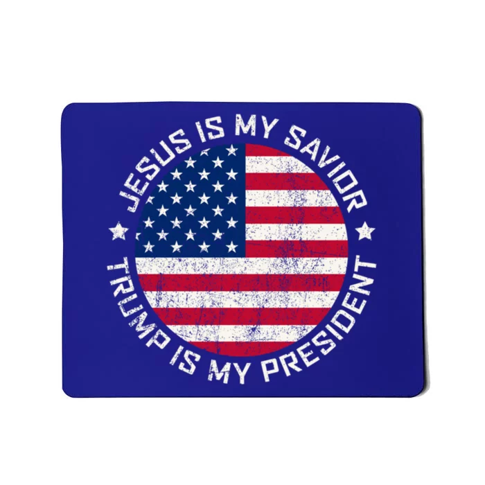 Jesus Is My Savior Trump Is My President Vintage White Gift Mousepad