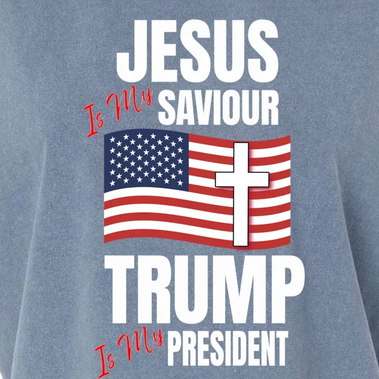 Jesus Is My Saviour Trump Is My President American Us Flag Gift Garment-Dyed Women's Muscle Tee