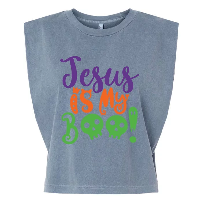 Jesus Is My Boo Christian Halloween Reformation Funny Gift Cute Gift Garment-Dyed Women's Muscle Tee