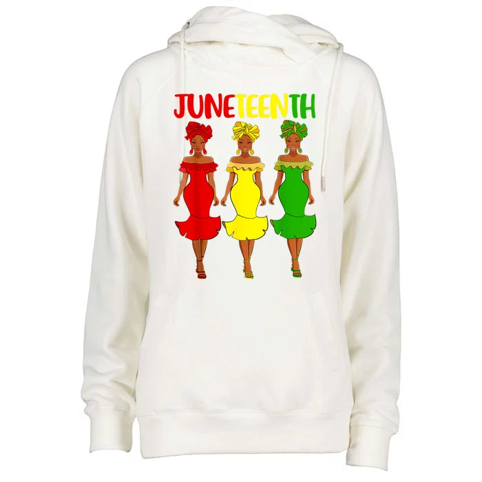 Juneteenth Is My Independence Day Afro Melanin Black Women Womens Funnel Neck Pullover Hood