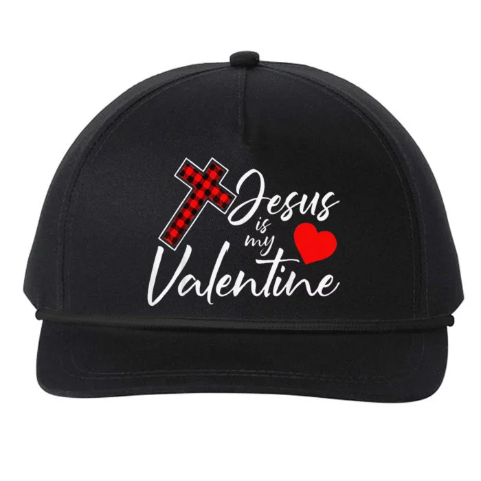 Jesus Is My Valentines Day Cool VDay Plaid Cross Christian Snapback Five-Panel Rope Hat