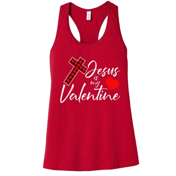 Jesus Is My Valentines Day Cool VDay Plaid Cross Christian Women's Racerback Tank