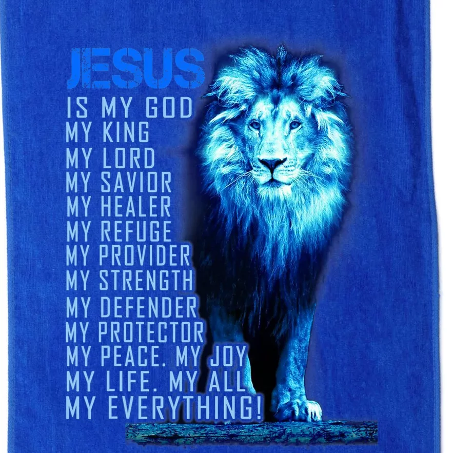 Jesus Is My God King My Lord My Savior Blue Lion Christian Platinum Collection Golf Towel